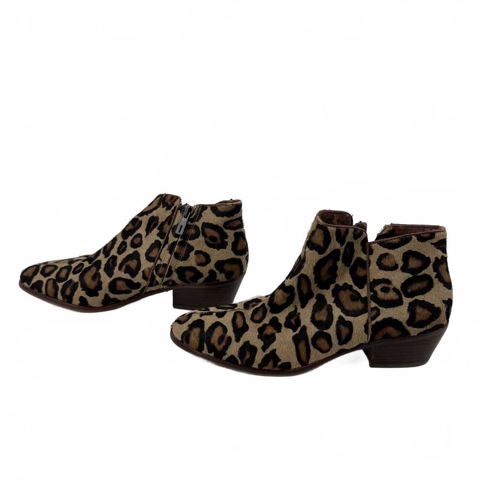 Sam Edelman Brown Black Animal Print Ankle Boots | Womens 8